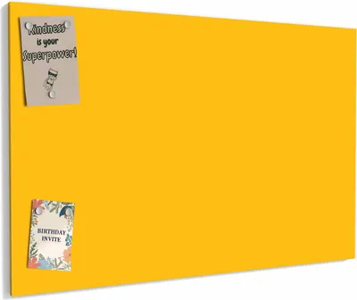 Produktbild von Magnettafel 90 x 60 cm „Bernsteingelb“ – Magnetwand aus Metall, beschreibbar mit Whiteboard-Marker – Memoboard für Küche & Büro
