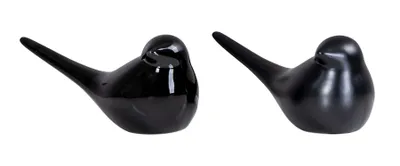 Produktbild von 2er Set Dekofigur Vogel Schwarz Porzellan Tischdeko Deko Aufsteller Skulptur Dekoration