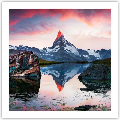 Produktbild von Poster - Poster ohne Rahmen - Berge Felsen Wasser - 60x60 cm - Wand Bild - Wanddeko - Wandbilder - Kunstposter - Wandposter - Bilder - Kunstdruck - Wanddekoration - Wandbild - P2XAC60x60-3892