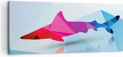Produktbild von Bild auf Leinwand - Leinwandbild - Hai Illustration modern Grafik - 120x50cm - Wand Bild - Wanddeko - Leinwanddruck - Bilder - Kunstdruck - Wanddekoration - Leinwand bilder - Wandkunst - AB120x50-2813