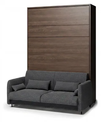 Produktbild von MEBLINI Schrankbett mit Sofa Bed Concept - Wandbett mit Lattenrost - Klappbett mit Schrank - Wandklappbett - Murphy Bed - BC-12 - 160x200cm Vertikal - Dunin Eiche/Dunkelgrau mit Matratze