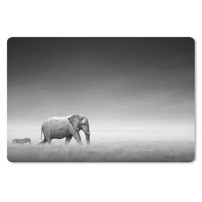 Produktbild von MuchoWow® Mauspad Mousepad Elefant - Tiere - Landschaft - Schwarz und weiß - Zebra 27x18 cm - Mousepads - Maus Mat - Pad - Mausunterlage - Büroartikel - Desk Matten