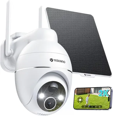 Zdjęcie produktu dla Kamera monitoringu zewnętrzna - 2K QHD, zasilana energią słoneczną, bezprzewodowa, Wi-Fi, obracana w 360°