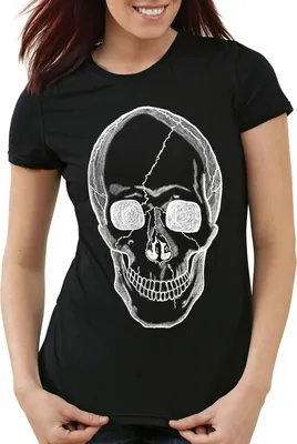 Produktbild von style3 Smiling Skull T-Shirt Damen, Farbe:Schwarz, Größe:XS
