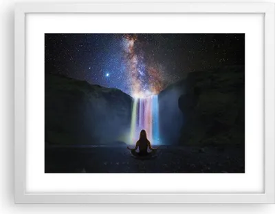 Produktbild von Gerahmtes Poster - Weißer Rahmen - Wasserfall die Sterne Meditation - 40x30 cm - Wand Bild - Wanddeko - Wandbilder - Kunstposter - Wandposter - Bilderrahmen - Bilder - Kunstdruck - P2WAA40x30-4774
