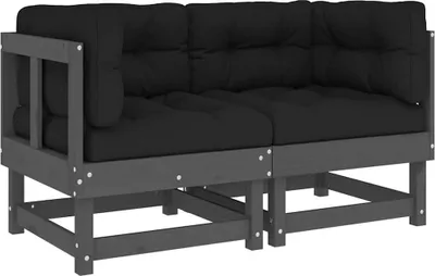 Produktbild von vidaXL Ecksofas mit Kissen 2 Stk. Grau Massivholz Kiefer