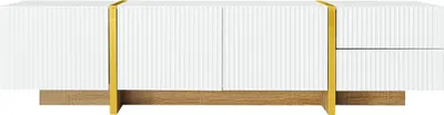 Produktbild von TV-Schrank Fernsehschrank Beistelltisch-Aufbewahrungsschrank mit 3 Tueren Kommode Unterhaltungselektronikschrank Weiss+Schwarz minimalistisches