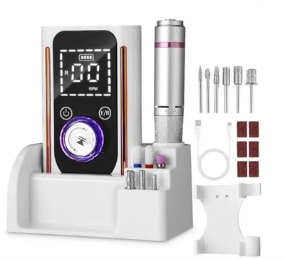 Produktbild von Elektrische Nagelfeile 45000 U/min, kabellos mit LCD & 6 Fräseraufsätzen