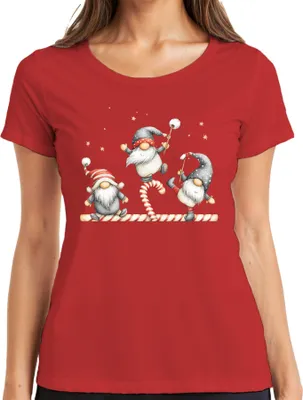 Produktbild von Weihnachtswichtel Zuckerstange süß lustig Geschenk Weihnachten Damen T-Shirt, Rot, M