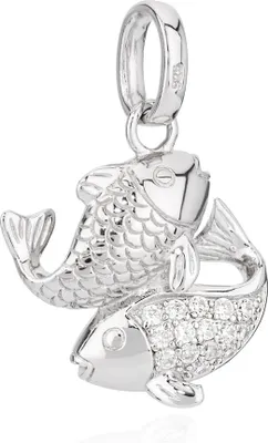 Produktbild von Kettenanhänger Sternzeichen Fisch 925 Silber Zirkonia Weiß Horoskop Zodiak