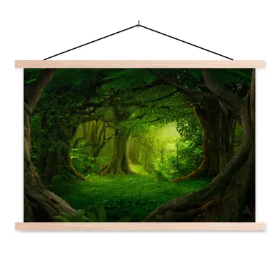Produktbild von MuchoWow® Textilposter Bäume - Wald - Grün - Landschaft - Natur 60x40 cm mit holzfarbenen Rahmen - Bilder