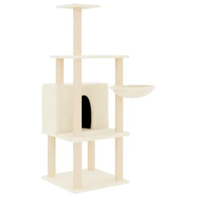 Image de vidaXL Arbre à chat avec colonnes à griffer en sisal Crème 132 cm