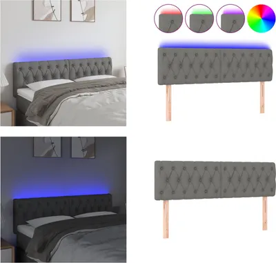 Immagine prodotto di vidaXL Testiera LED grigio scuro 160x7x78/88 cm in tessuto - Testiera LED - Testiere LED - Testiera - Testiera per letto