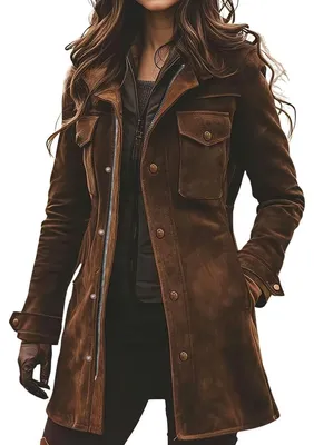 Produktbild von Retro Faux Wildleder Damenjacke