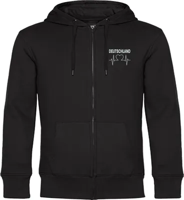 Produktbild von multifanshop Kapuzen Sweatshirt Jacke - Deutschland - Herzschlag, schwarz, Größe S