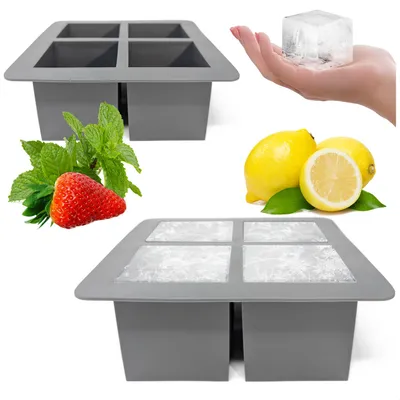 Produktbild von com-four® 2x Eiswürfelform XL - 8 große Eiswürfel eckig 5,5 cm