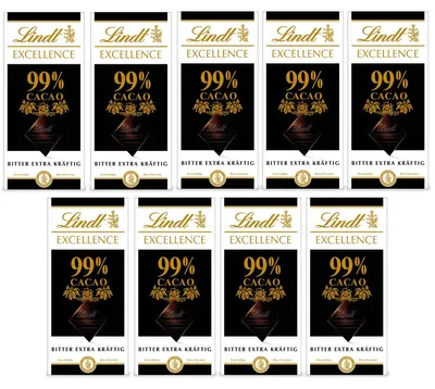 Image de Lindt Excellence 99% Cacao amer extrêmement fort 50g paquet de 9