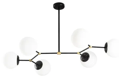 Image de Suspension Luminaire en fer et verre noir et blanc 100 x 58 x 48 cm 6 lumières E27 40 W IP20