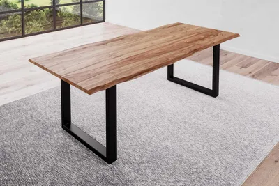 Produktbild von Refurbished Möbelretoure Baumkantentisch 240x100cm Naturbelassen Schwarz MAILAND