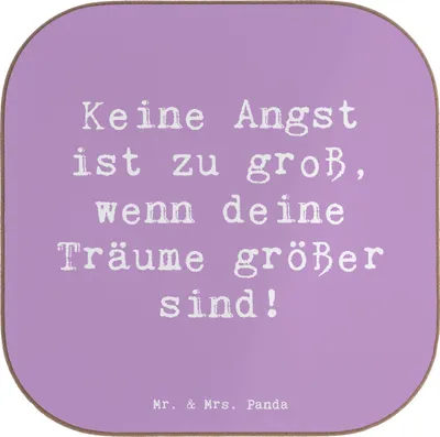 Produktbild von Mr. & Mrs. Panda Untersetzer Glas Spruch Angst überwinden - Lavendeltraum - Geschenk, Holzuntersetzer, Gläser, Inspiration, Vertrauem, Trost, mutig sein, Gefühle, Coaster