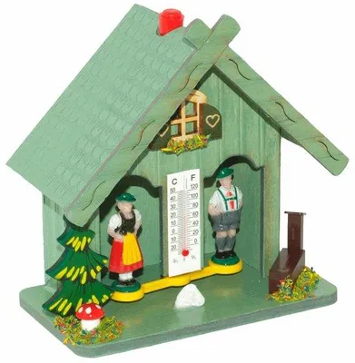 Produktbild von Holz-Weerhäuschen mit Thermometer und Dekorationsfunktion