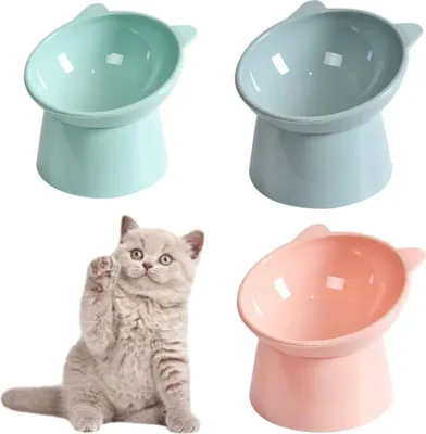 Produktbild von Katzennäpfe 3er-Set, 15° Neigung, 13,5 Cm Durchmesser, Für Katzen Und Kleine Hunde, Futter Und Wasser
