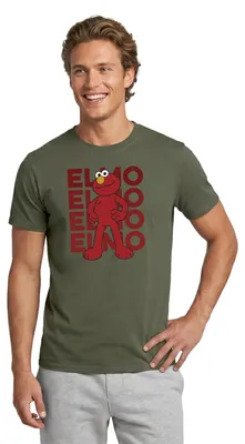 Produktbild von Spreadshirt Sesamstraße Elmo Pose Männer T-Shirt, L, Militärgrün