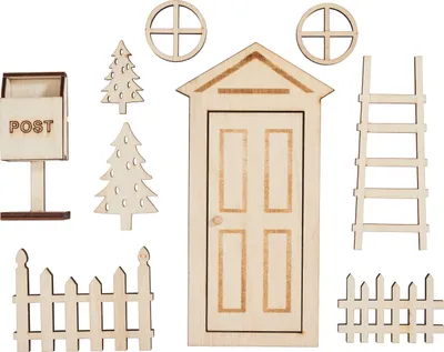 Produktbild von VBS Wichteltür Set Post 10 cm Miniatur Tür für Puppenhaus und Dekoration