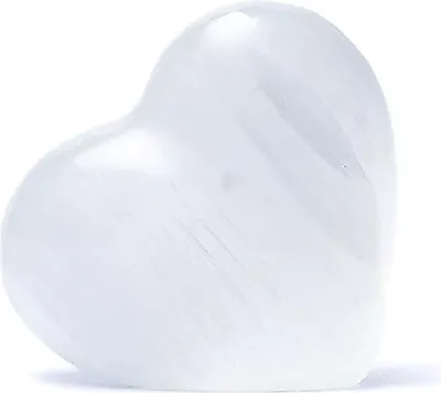 Image de Coeur debout en sélénite --ensemble de 2 pièces - ±8 cm