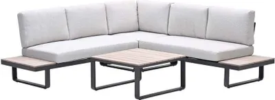 Produktbild von Garden Impressions Masone Loungeset - 4-teilig - carbon black valley sand - light teak Vironwood