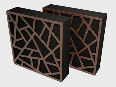 Obrázok produktu pre Sada 4 kusov akustických panelov "Skyross" – architektonický absorbér a difúzor zvuku | Obklad steny pre domáce kino a štúdio | 50x50 cm [Orech, 100 mm]