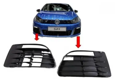 Image de Cache-antibrouillards pour VW Golf 6 VI 08-12 R20 Look couleur noire piano.