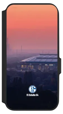 Produktbild von NIVOCASE Klapphülle für Samsung Galaxy A54 5G  Handyhülle aus Kunst Leder NIVOflip schwarz FC Schalke 04 Offizielles Lizenzprodukt Stadion