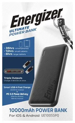 Produktbild von Akku Powerbank, 10.000mAh, UE10055PQ, schwarz Ultimate, 1x USB-A/2x USB-C PD, Retail