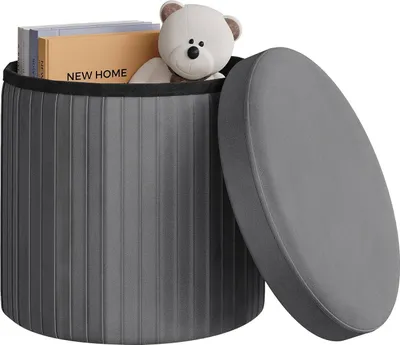 Immagine prodotto di Pouf pieghevole con spazio contenitore e coperchio | Grigio scuro | 38x38x36 cm