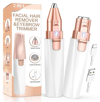Produktbild von Augenbrauen Trimmer und Gesichtshaarentferner für frauen Rasierer Damen 2-in-1 Augenbrauenrasierer und Gesichtsrasierer Haarentfernung Gesicht Damen Weiß