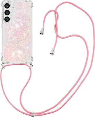 Produktbild von Samsung Galaxy S24 Hülle - Coverup Liquid Glitzer Back Cover mit Handykette - Pink