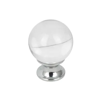 Produktbild von Domino Elegante Crystal D Möbelknopf 30mm in Chrom & Weiß |Kristallknöpfe,  Robustes Glas-Design |Möbelknöpfe | Glamouröser Stil | Perfekt für Schränke und Kommoden
