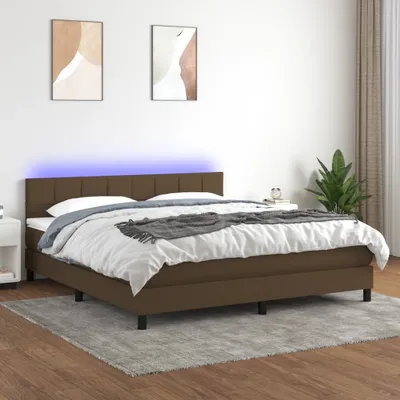 Produktbild von BEI CLORIS Boxspringbett mit Matratze & LED Dunkelbraun 180x200 cm Stoff 2024 Neu2495256