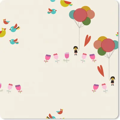 Produktbild von MuchoWow® Mauspad Mousepad Mädchen - Luftballons - Blumen - Muster - Mädchen - Kinder - Kinder 30x30 cm - Mousepads - Maus Mat - Pad - Mausunterlage - Gaming