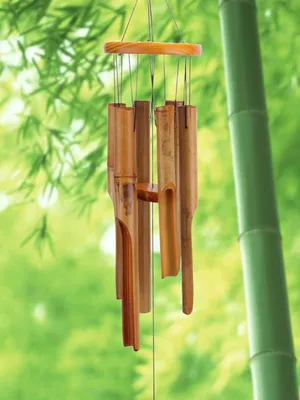 Produktbild von Windspiele aus Holz für draußen, Windspiele aus Bambus mit erstaunlich tiefem Ton für die Inneneinrichtung von Terrasse, Garten und Zuhause, natürlicher, schöner Klang