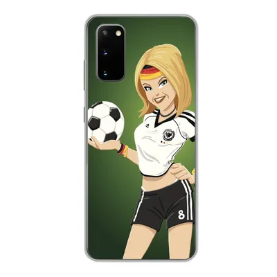 Produktbild von MuchoWow® Handyhülle Schutzhülle Hülle für Samsung Galaxy S20 Illustration eines Mädchens mit deutscher Kleidung und einem Fußball - Mädchen - Kinder Silikon Softcase Handy Hülle - Bild