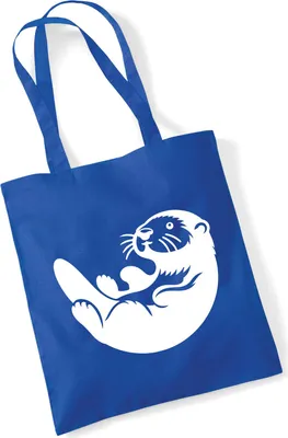 Produktbild von Huuraa Jutebeutel Otter Silhouette 10 Liter Bright Royal Baumwolle Tasche Geschenkidee
