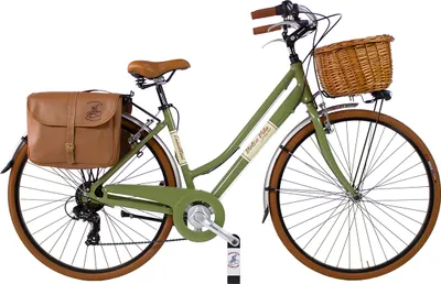 Obrázok produktu pre Dolce Vita by Canellini bicykel mestský bicykel žena hliník s košíkom a bočnou taškou - Olivovo Zelená 46