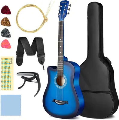 Productafbeelding van Akoestische Gitaar Set - Beginners Gitaar - Muziek Leren Spelen - Compleet Accessoires Pakket - 38 Inch - Blauw