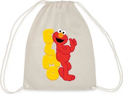 Produktbild von Spreadshirt Sesamstraße Elmo Mit Schriftzug Turnbeutel, One size, Natur