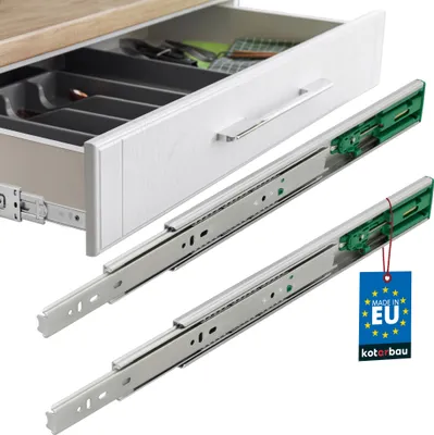 Produktbild von KOTARBAU® 1 Paar (2 Stück) Teleskop-Schienen kugelgelagert 350 mm Vollauszug Schubladenschienen mit SoftClosing Selbsteinzug für Schubladen