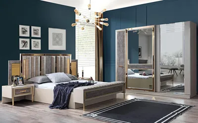 Produktbild von Luxus Bett Nachttisch Kleiderschrank 4tlg Schlafzimmer Set Modern