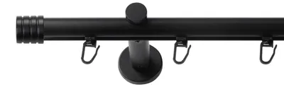 Produktbild von SN Deco Gardinenstange Innenlauf Lille, 19 mm, 1-läufig, Stahl, Komplett-Set mit Ringen, Profilträger, 150 cm, schwarz