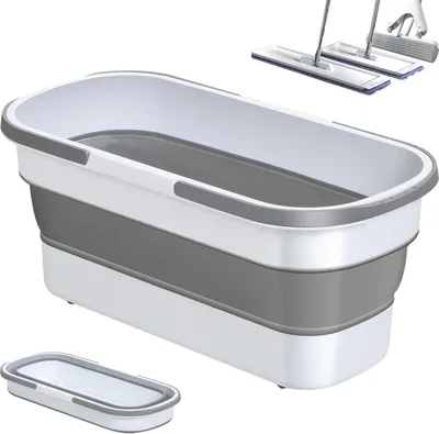 Image de Seau pliable en silicone, seau polyvalent pour le ménage, le camping et le lavage de voiture, compact et résistant, avec poignée - Pail